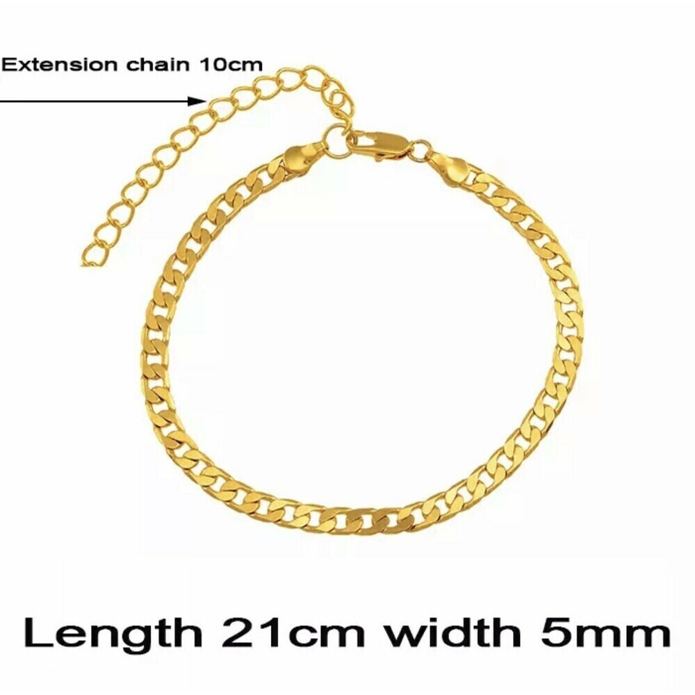 Figaro anklet , gold anklet , women 18k gold plated anklet, anklet , figaro ankl - Picture 4 of 10